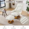 010-Ergonomic Recliner Chair with Ottoman, Modern Chenille Fabric Massage Swivel Lounge Chair with Footrest, Adjustable Backrest for Home or Office