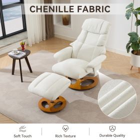 010-Ergonomic Recliner Chair with Ottoman, Modern Chenille Fabric Massage Swivel Lounge Chair with Footrest, Adjustable Backrest for Home or Office