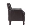 Leather Armchair with Rivet Decoration Single Sofa Accent Chair for Living Room-Brown