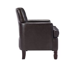 Leather Armchair with Rivet Decoration Single Sofa Accent Chair for Living Room-Brown