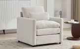 31.9" Cozy Upholstered Armchair Oversized Comfy Cloud Sofa Double Cushion Single Sofa Plush Cushion Armchair for Living Room, Beige