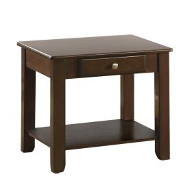 Contemporary End Table with Drawer and Shelf Dark Cherry Finish Wooden Furniture 1pc