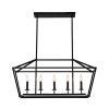 5-Light Farmhouse Kitchen Island Lighting,5 Light Industrial Linear Chandelier for Dining Room Metal Matte Black Finish Hanging Pendant Light Fixture
