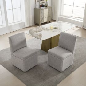 COOLMORE 360 Degree Swivel Upholstered Dining Chairs Set of 2 Swivel Dining Room Chairs Kitchen Chairs Casters & Storage Comfy Modern Rolling Chair fo