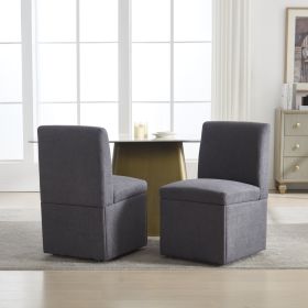 COOLMORE 360 Degree Swivel Upholstered Dining Chairs Set of 2 Swivel Dining Room Chairs Kitchen Chairs Casters & Storage Comfy Modern Rolling White Ch
