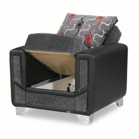 PrimeNest PulseCraft Modern Collection Upholstered Convertible Armchair with Storage