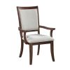 Traditional Dining Armchairs Set of 2pc, Cherry Finish Wooden Beige Upholstered Seat Formal Chairs Dinng Room Furniture