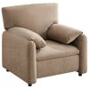 Modern accent chair, Chenille oversized arm chair, 38 inches wide, comfortable cushioned single casual sofa chair, suitable for living room