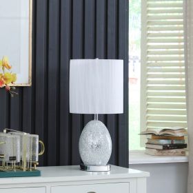 20"In Niels Silver Mirror Glass/Metal Table Lamp W/ Nightlight