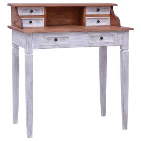 Writing Desk with Drawers 35.4"x19.7"x40.2" Solid Mahogany Wood