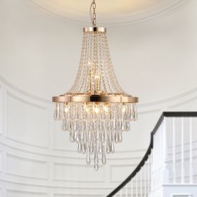 (Same as W1340102274/L5004) Gold Crystal Chandeliers,Large Contemporary Luxury Ceiling Lighting for Living Room Dining Room Bedroom Hallway (Bulbs Not