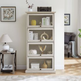Glass display cabinet 4 Tier Glass Display Cabinet Storage Curio Cabinet with Flip up Glass Doors, Collectors Showcase Toy Figure Organizers Rack