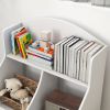 Qaba Kids Bookshelf, 3 Tier Bookcase, Toy Storage Organizer for Toddlers with Drawer for Playroom, Nursery, Bedroom, Classroom, White