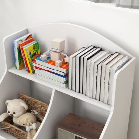 Qaba Kids Bookshelf, 3 Tier Bookcase, Toy Storage Organizer for Toddlers with Drawer for Playroom, Nursery, Bedroom, Classroom, White