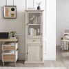 Tall Storage Cabinet, Freestanding Cabinet with Glass Door and Shelves, Sideboard cabinet, Cabinet with Drawer for Living Room, Kitchen, Dining Room