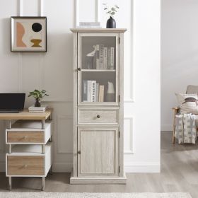 Tall Storage Cabinet, Freestanding Cabinet with Glass Door and Shelves, Sideboard cabinet, Cabinet with Drawer for Living Room, Kitchen, Dining Room