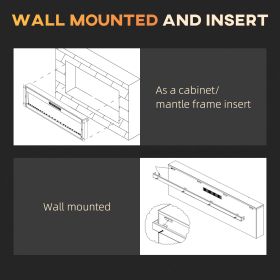 HOMCOM 50" Electric Fireplace Recessed and Wall Mounted with Remote Control, 1500W Fireplace Heater with 8H Timer