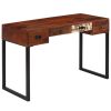 Desk Solid Sheesham Wood and Real Leather 46.1"x19.7"x29.9"