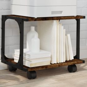 Printer Stand 2-Tier Smoked Oak 16.1"x11"x13.2" Engineered Wood