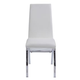 White and Chrome Armless Solid Back Side Chair (Set of 2)