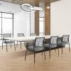 Mesh Back Stacking Arm Chairs , Upholstered Fabric Stacking Chairs, Sturdy Metal Stacking Chairs,gray, 1 pack