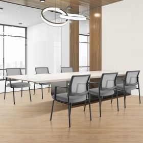 Mesh Back Stacking Arm Chairs , Upholstered Fabric Stacking Chairs, Sturdy Metal Stacking Chairs,gray, 1 pack