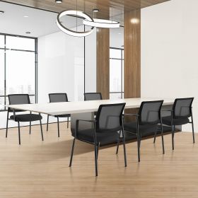 Mesh Back Stacking Arm Chairs , Upholstered Fabric Stacking Chairs, Sturdy Metal Stacking Chairs,Black, 1 pack