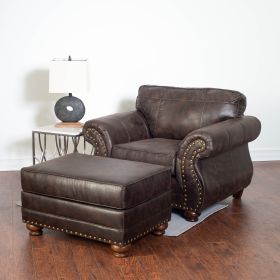 Leinster Faux Leather Upholstered Nailhead Ottoman