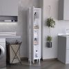 Laska 70" Tall Storage Cabinet Broom Closet with Broom Hangers,and Four Shelves White