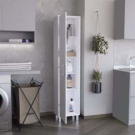 Laska 70" Tall Storage Cabinet Broom Closet with Broom Hangers,and Four Shelves White