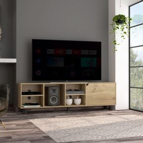 TV Stand for TVÂ´s up 70" Estocolmo, Four Open Shelves, Light Oak Finish