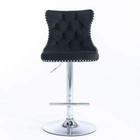 A&A Furniture,Swivel Velvet Barstools Adjusatble Seat Height from 25-33 Inch