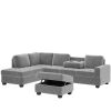 Orisfur. Modern Sectional Sofa with Reversible Chaise, L Shaped Couch Set with Storage Ottoman and Two Cup Holders for Living Room