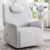 Beige Swivel and Rocker Power Recliner Chair with Lumbar and Neck Support Pillow, Max Swivel Degree 270°