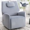 Blue Swivel and Rocker Power Recliner Chair with Lumbar and Neck Support Pillow, Max Swivel Degree 270°