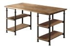 Vintage Industrial 1pc Writing Desk with 4 Open Shelves Rustic Poplar Finish Solid Wood and Metal Furniture Modern Design Office Table