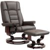 HOMCOM Recliner with Ottoman, Swivel Recliner Chair and Ottoman, Faux Leather Reclining Chair with High Back and Wood Frame for Living Room, Bedroom