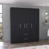 Bariloche Wardrobe, Multi-Section Storage with Hanging Rods, Shelves, and 2 Drawers
