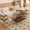 Coffee Table and End tables Set of 3, Tempered Glass Table with MDF layer, Modern Tables for Living Room , Gray Glass