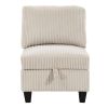 Modern Living Room Furniture Beige Armless Chair with Storage Corduroy Fabric Upholstery 1pc Modular Armless Chair