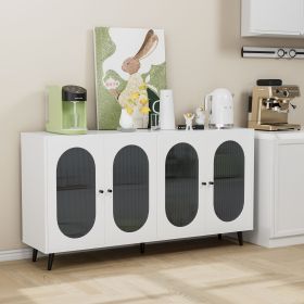 Modern Accent Sideboard Cabinet with Acrylic Doors, Freestanding Storage Cupboard Console Table for Kitchen Dining Living Room Hallway Office, White