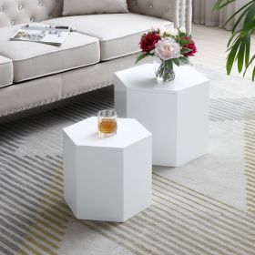Coffee Tables,MDF with ash/oak/walnut veneer side table/coffee table/end table/nesting table set of 2 for living room,office,bedroom, White Oak