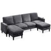 Chenille Sectional Sofa, U Shaped Sofa Couch with High Density Memory Foam, 4 Seat Comfy Modular Sofa Couch for Living Room