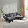 Chenille Sectional Sofa, U Shaped Sofa Couch with High Density Memory Foam, 4 Seat Comfy Modular Sofa Couch for Living Room
