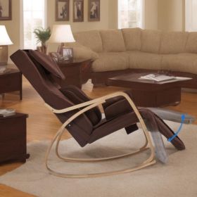 Full massage function-Air pressure-Comfortable Relax Rocking Chair;  Lounge Chair Relax Chair with Cotton Fabric Cushion Brown