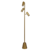 Lumina Brassed Gold Floor Lamp with Rotary Switch Triple Spots Metal Cone Base