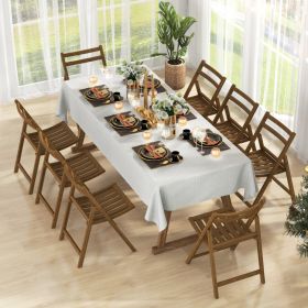 Folding Dining Chair Set of 2 with Rubber Wood Frame and Slatted Seat