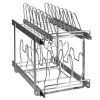 VEVOR Pan and Pot Rack, 2-Tier Expandable Pull Out Under Cabinet Organizer, Cookie Sheet Baking Pans Tray Racks, Adjustable Wire Dividers, Steel Lid H