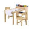 VEVOR Kids Art Table and 2 Chairs, 2-in-1 Toddler Craft and Play Activity Table, Wood Toddler Table and Chair Set with A Cabinet for Art, Craft, Readi