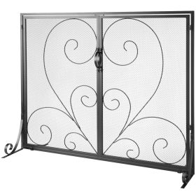 VEVOR Fireplace Screen 1 Panel with Door, Sturdy Iron Mesh Fireplace Screen, 39"(L) x31.6"(H) Spark Guard Cover, Simple Installation, Free Standing Fi